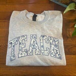 Gildan Gray Floral 'Teach' Kids Sweatshirt